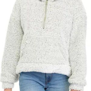 Almost Famous Junior's Sherpa Half Zip Jacket Desert Sage SZ M